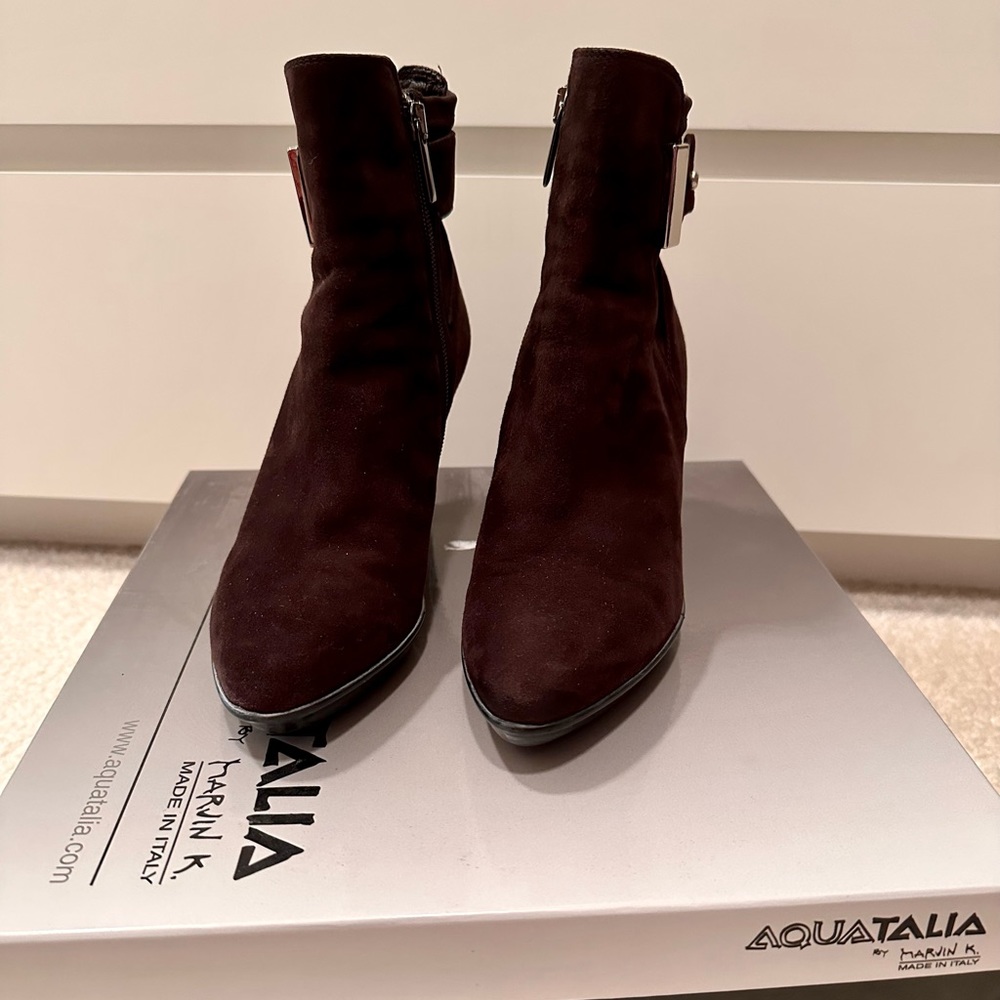 Aquatalia booties.  Weatherproof, 3” heels.